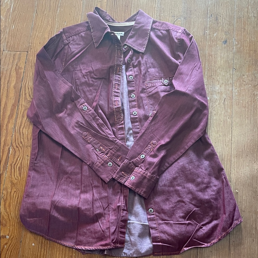 Hannah Women's Burgundy Button Down Blouse
